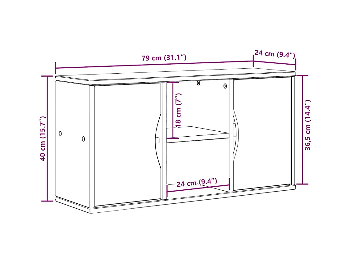 Meuble TV ODDA blanc 79x24x40 cm bois massif pin