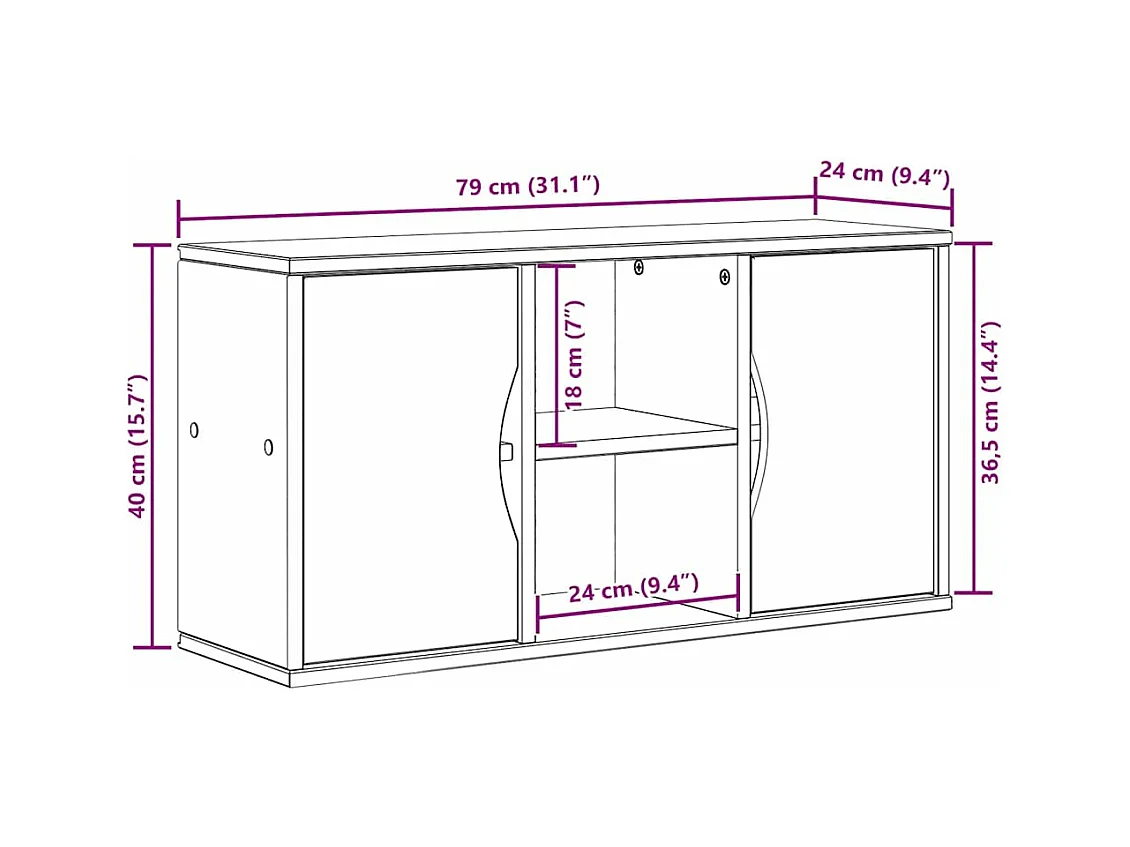 Meuble TV ODDA 79x24x40 cm bois massif pin