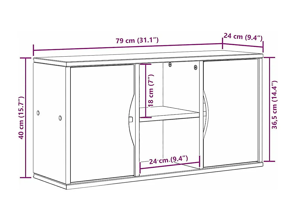 TV-Schrank ODDA 79x24x40 cm Massivholz Kiefer
