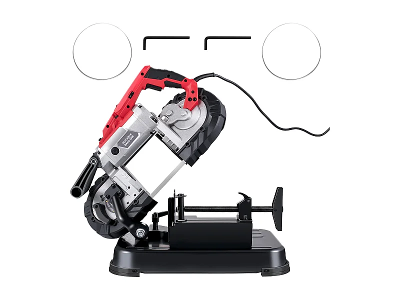 Sega a Nastro SucceBuy Portatile da 12,7 Cm per Tagli Profondi, Sega a Nastro Elettrica Senza Fili da 1100 W, Taglio 42-144 M/Min, 45°-90° con Luce LED