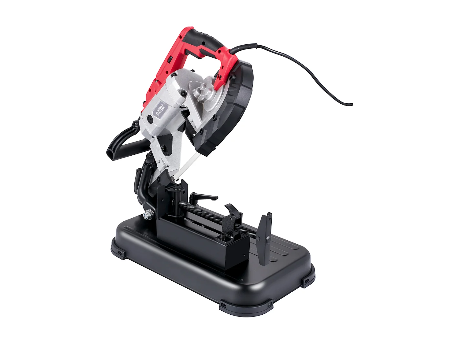 Scie à Ruban SucceBuy Portable à Coupe Profonde 12,7 Cm, Scie à Ruban sans Fil Électrique 1100W 42-144 M/Min Coupe à 45°-90° avec Lampe LED