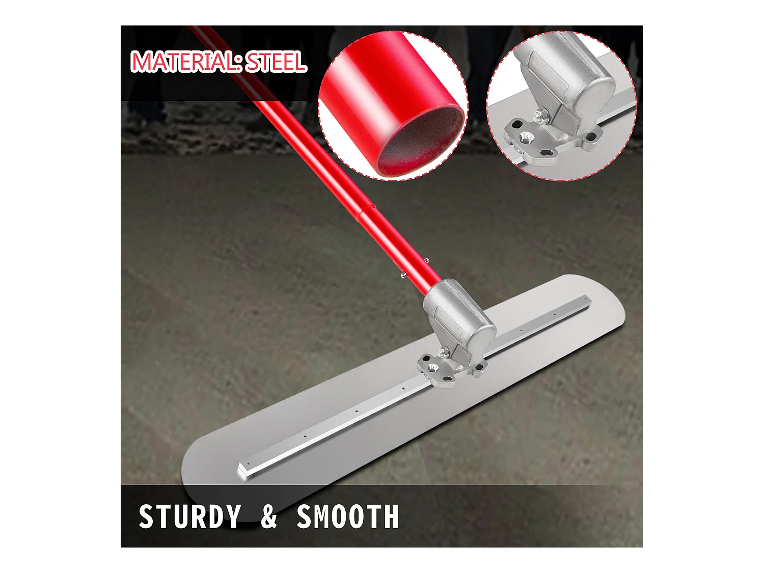 Maurerkelle SucceBuy, 1200 x 200 Mm, Betonkelle aus Stahl, 1,8 M Maurerkelle mit 3 Griffen, Verstellbare Putzstütze, Verputzen Glatter Oberflächen