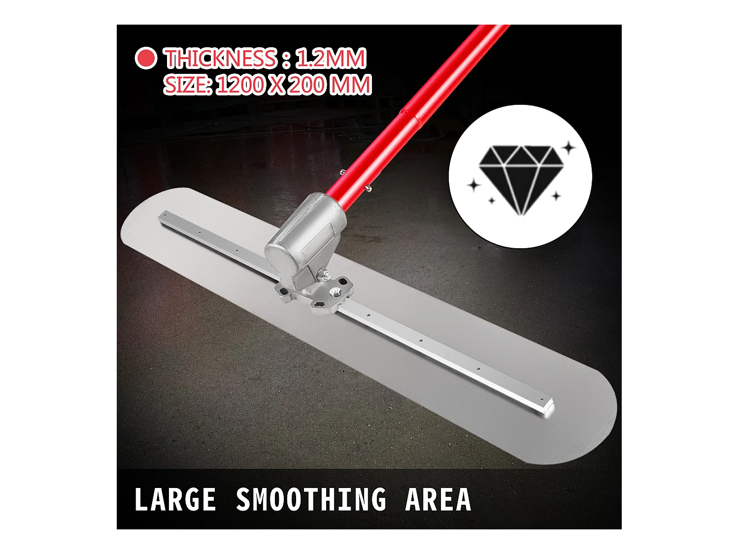 Maurerkelle SucceBuy, 1200 x 200 Mm, Betonkelle aus Stahl, 1,8 M Maurerkelle mit 3 Griffen, Verstellbare Putzstütze, Verputzen Glatter Oberflächen