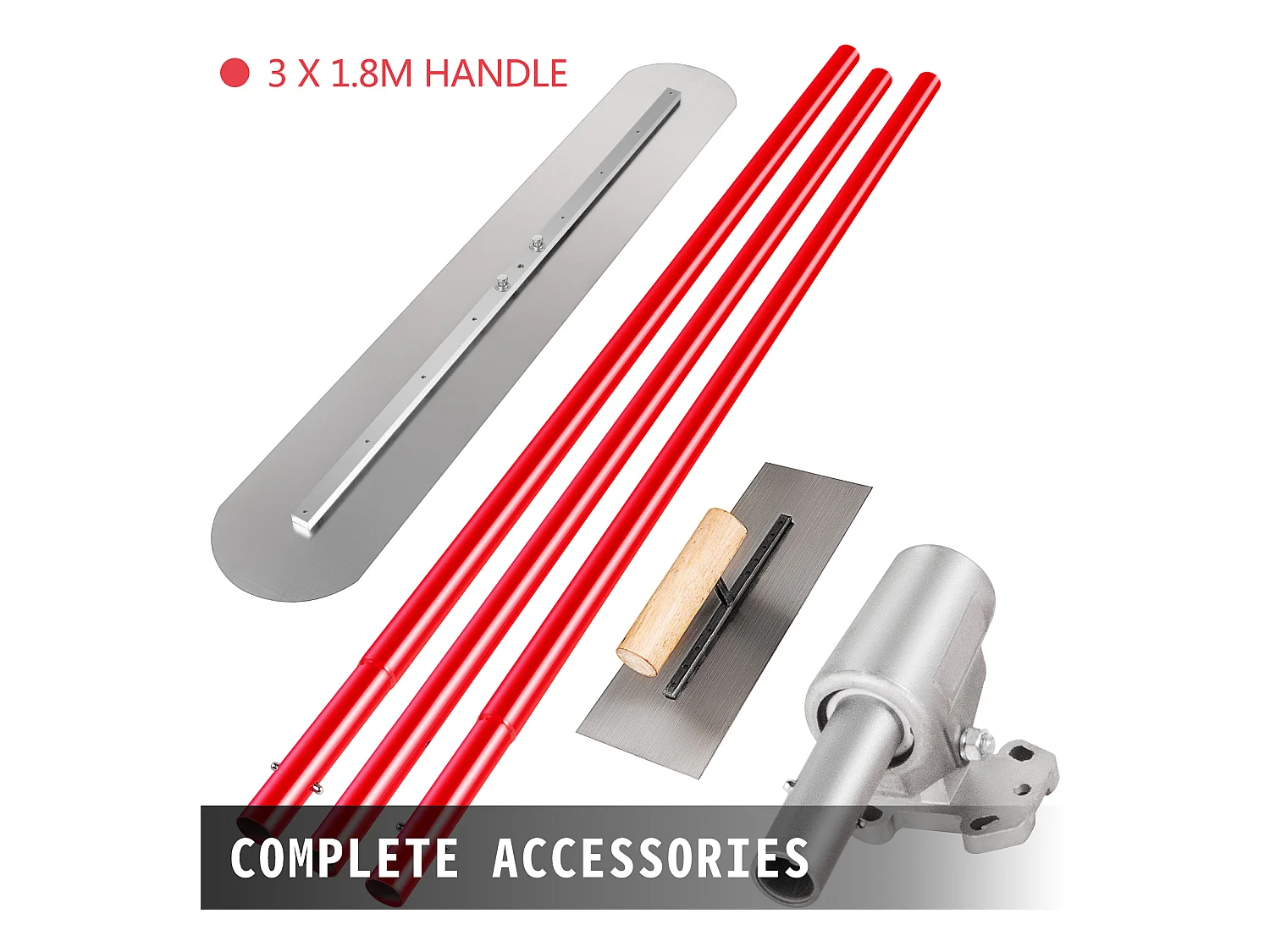 Maurerkelle SucceBuy, 1200 x 200 Mm, Betonkelle aus Stahl, 1,8 M Maurerkelle mit 3 Griffen, Verstellbare Putzstütze, Verputzen Glatter Oberflächen