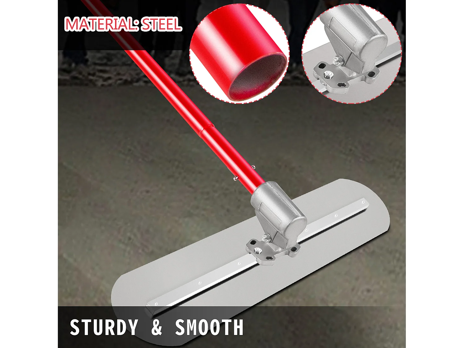 Truelle de Maçon SucceBuy 900x200 Mm,Truelle De Béton en Acier, Truelle Ma?onnerie 3 Poignées de 1.8 M Truelle de Platrage Support Réglable