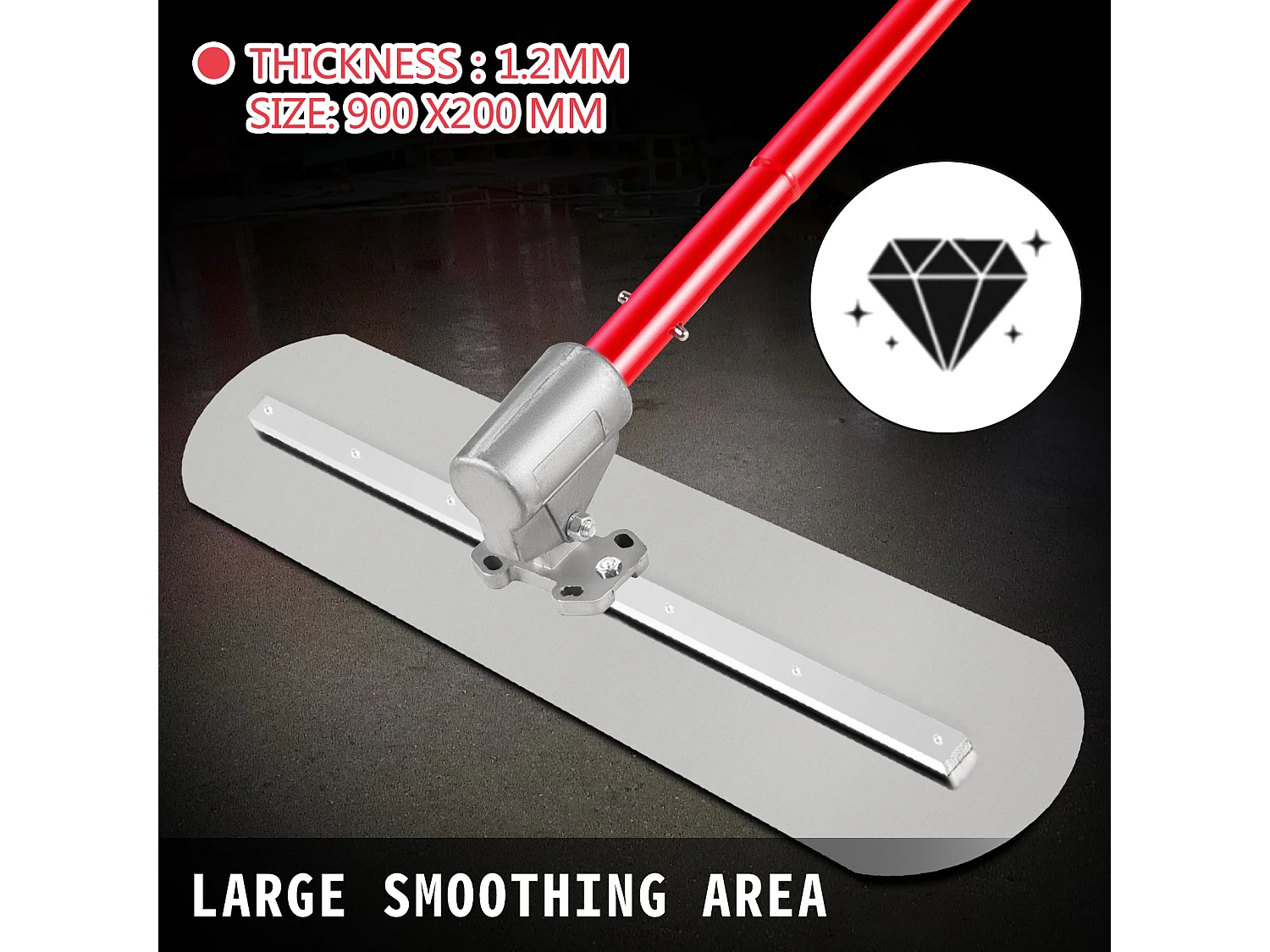 Truelle de Maçon SucceBuy 900x200 Mm,Truelle De Béton en Acier, Truelle Ma?onnerie 3 Poignées de 1.8 M Truelle de Platrage Support Réglable