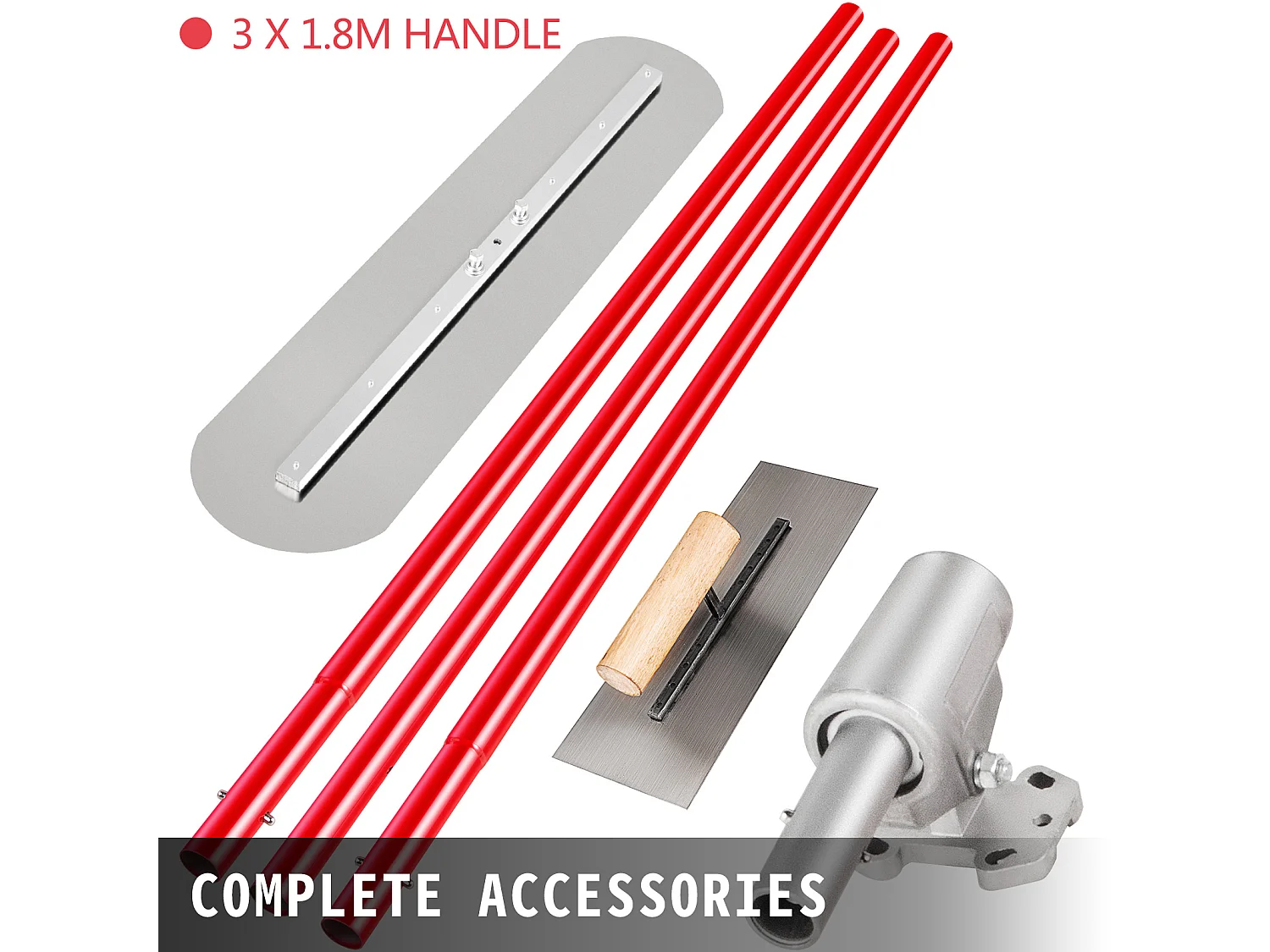 Truelle de Maçon SucceBuy 900x200 Mm,Truelle De Béton en Acier, Truelle Ma?onnerie 3 Poignées de 1.8 M Truelle de Platrage Support Réglable