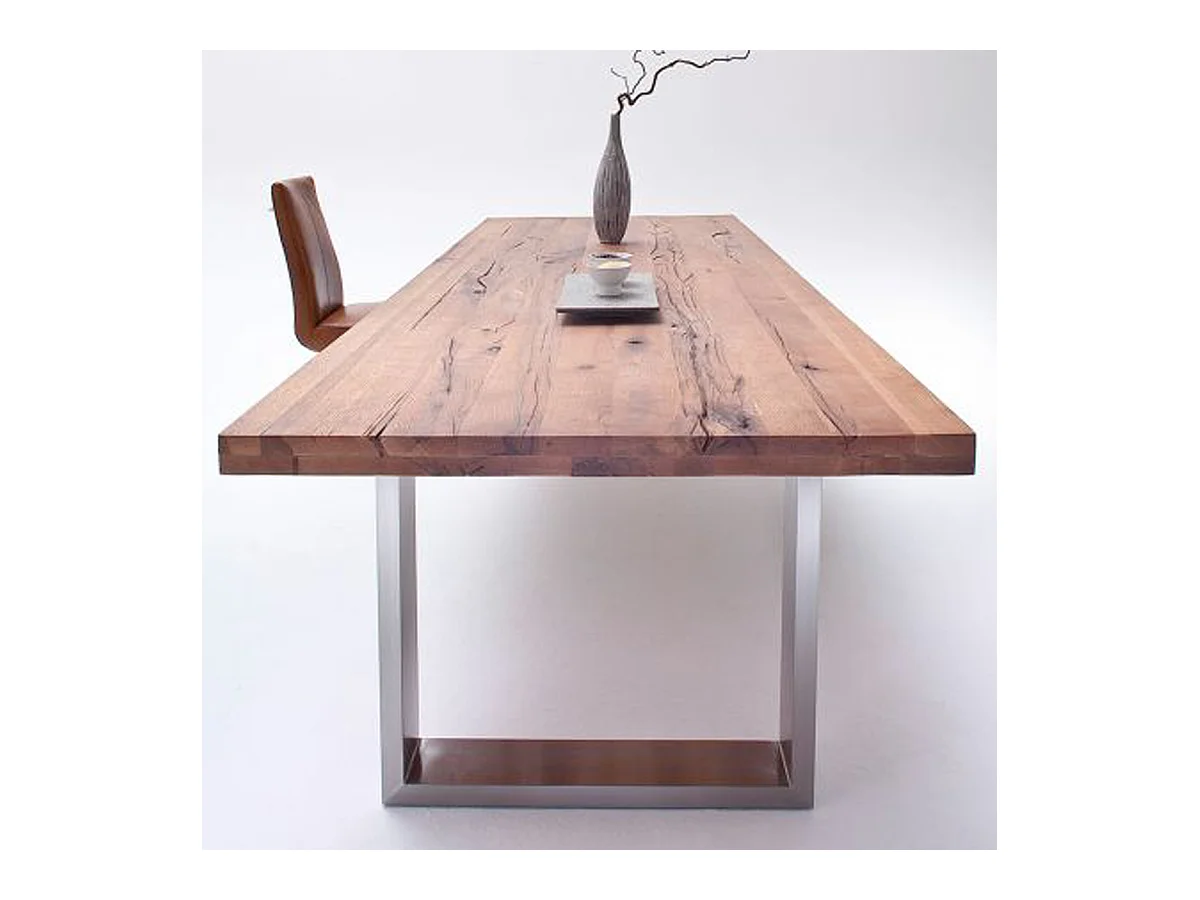 Table à manger en chêne laqué massif Bassano - L.180 x H.76 x P.100 cm