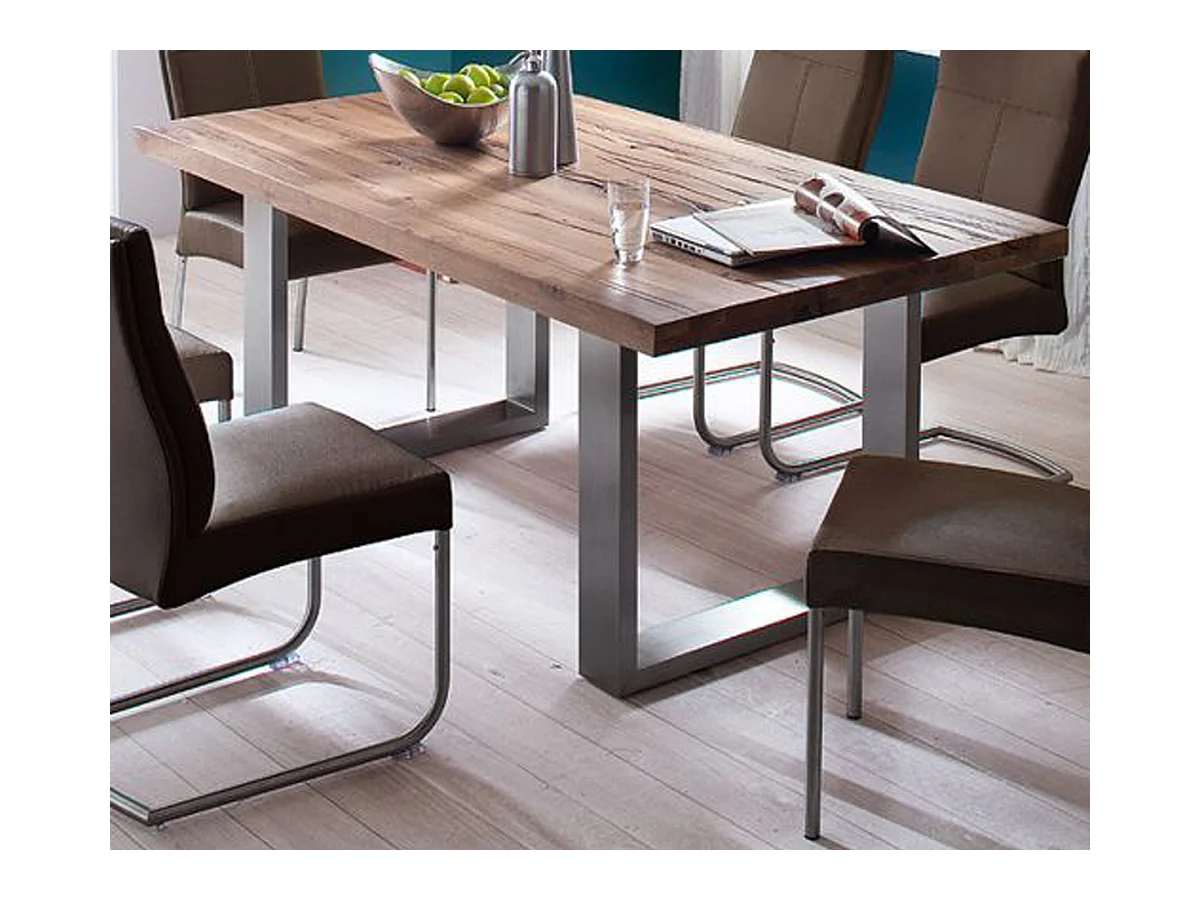 Table à manger en chêne laqué massif Bassano - L.180 x H.76 x P.100 cm