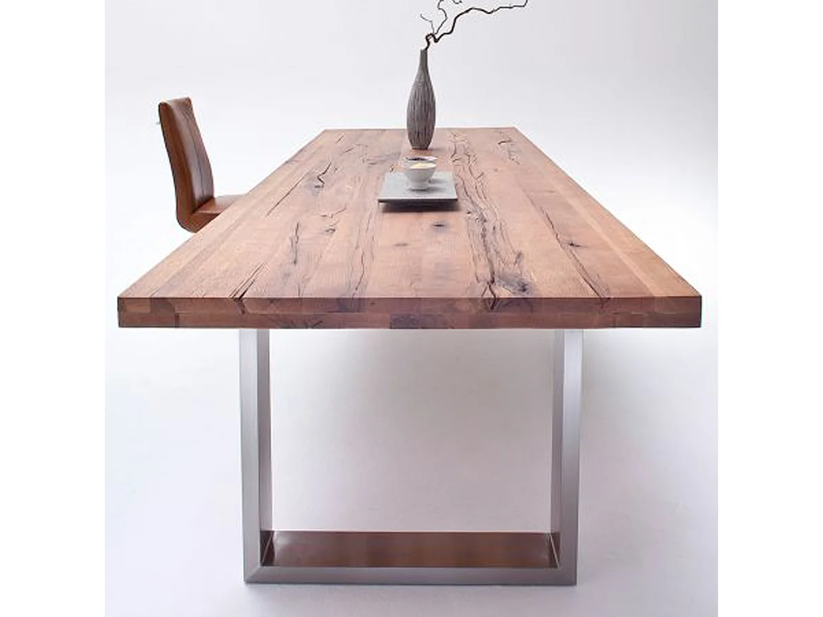 Table à manger en chêne laqué massif Bassano - L.180 x H.76 x P.100 cm