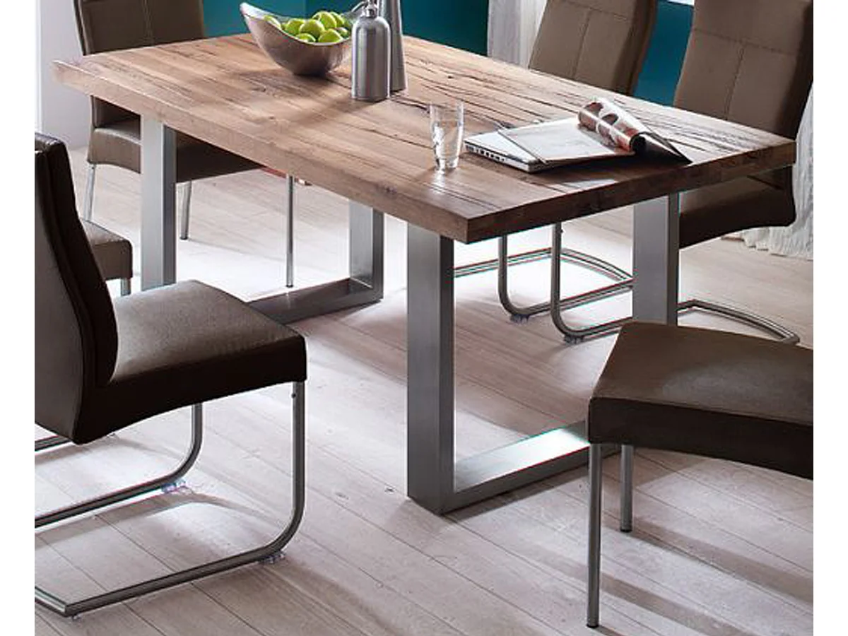 Table à manger en chêne laqué massif Bassano - L.180 x H.76 x P.100 cm