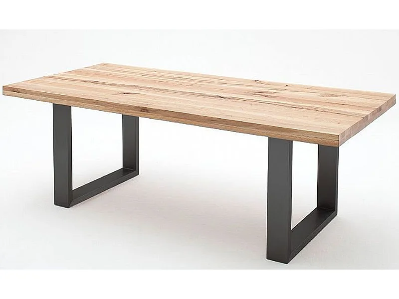 Table à manger en chêne sauvage massif/anthracite - L.180 x H.76 x P.100 cm