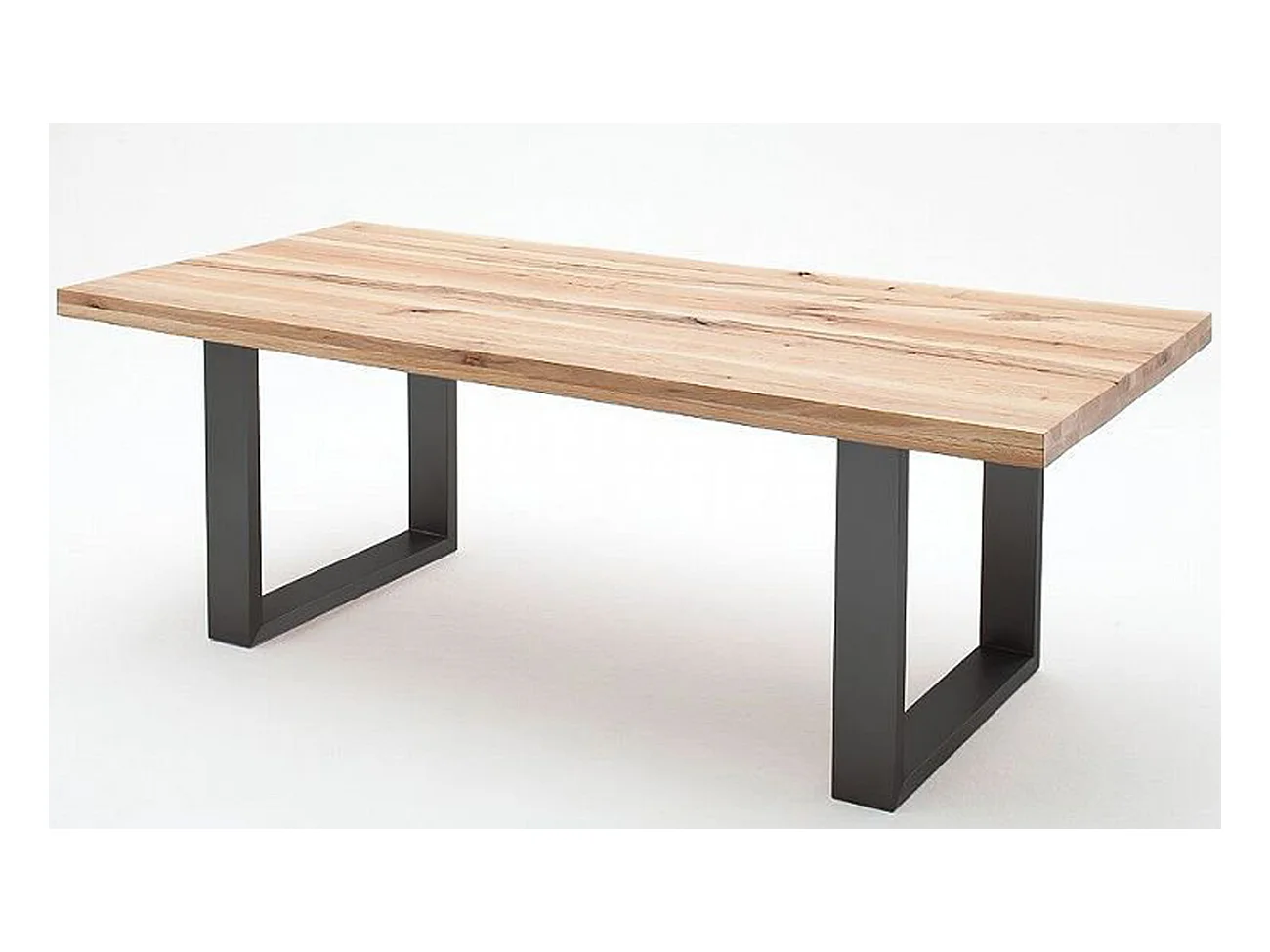 Table à manger en chêne sauvage massif/anthracite - L.180 x H.76 x P.100 cm