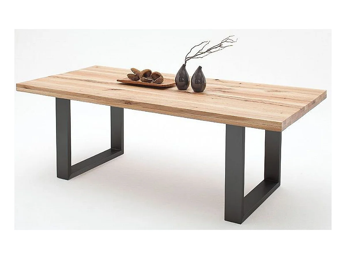 Table à manger en chêne sauvage massif/anthracite - L.180 x H.76 x P.100 cm