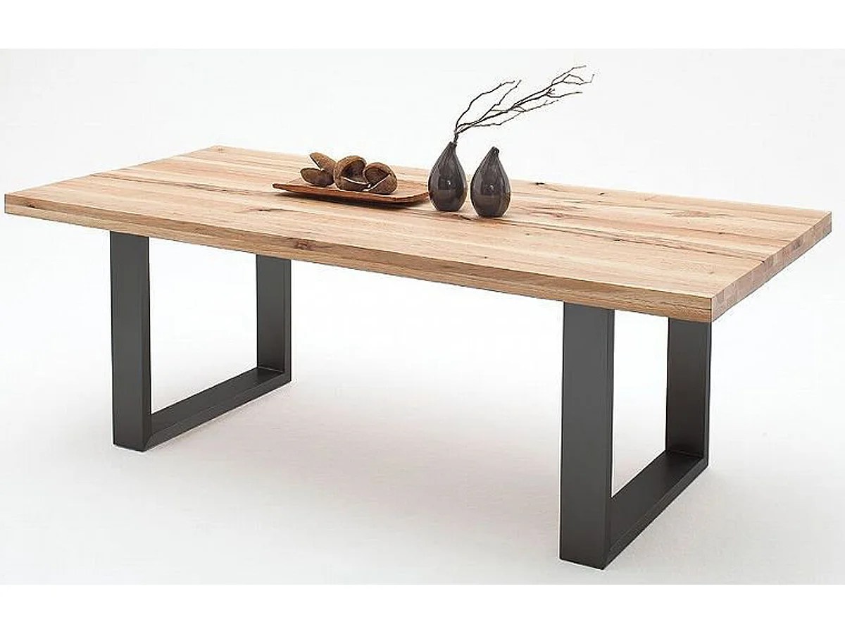 Table à manger en chêne sauvage massif/anthracite - L.180 x H.76 x P.100 cm