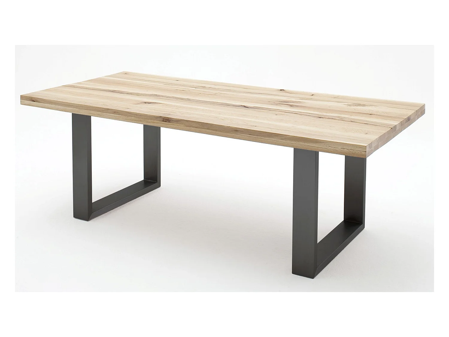 Table à manger en chêne sauvage massif/anthracite - L220 x H76 x P100 cm