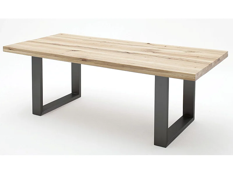 Table à manger en chêne sauvage massif/anthracite - L220 x H76 x P100 cm