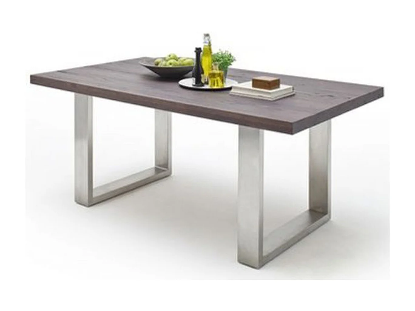 Table à manger en chêne massif teinté vielli laqué - L.260 x H.76 x P.100 cm