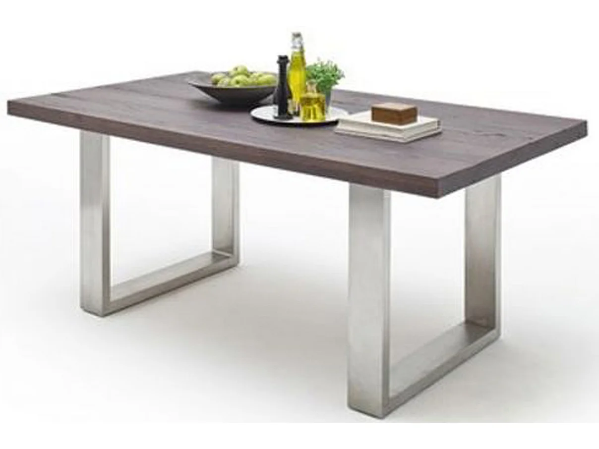 Table à manger en chêne massif teinté vielli laqué - L.260 x H.76 x P.100 cm