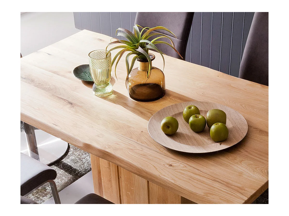 Table à manger en chêne massif huilé bord d'arbre - L200 x H77 x P100 cm