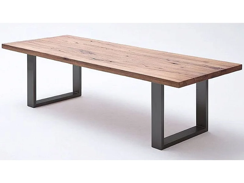 Table à manger en chêne massif bassano/anthracite - L.180 x H.76 x P.100 cm