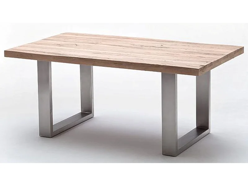 Table à manger en chêne chaulé, laqué mat massif - L.240 x H.76 x P.100 cm