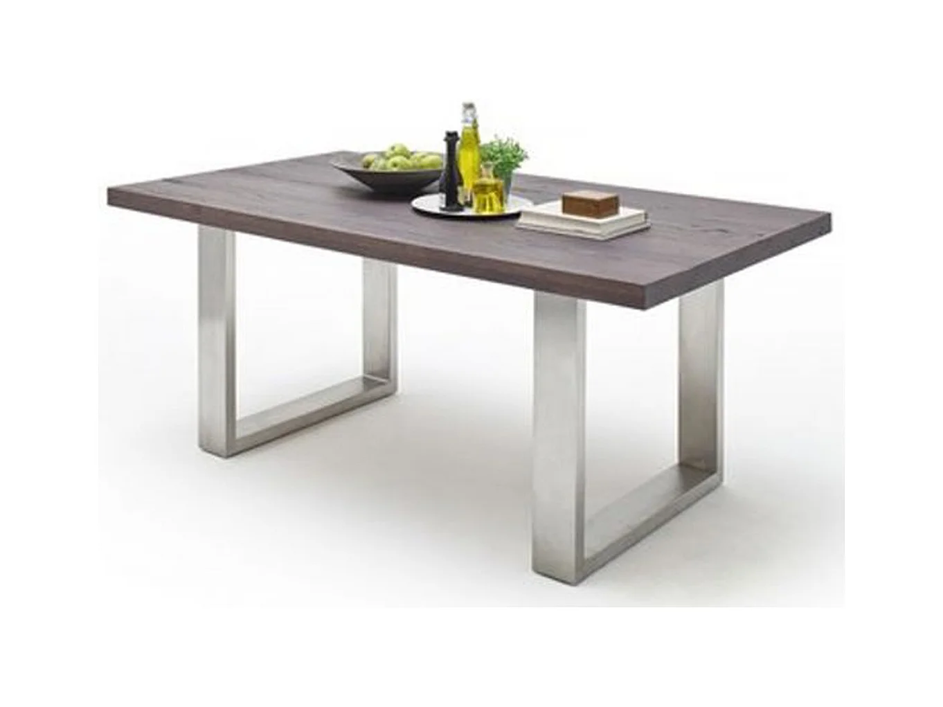 Table à manger en chêne massif teinté vielli laqué - L.240 x H.76 x P.100 cm