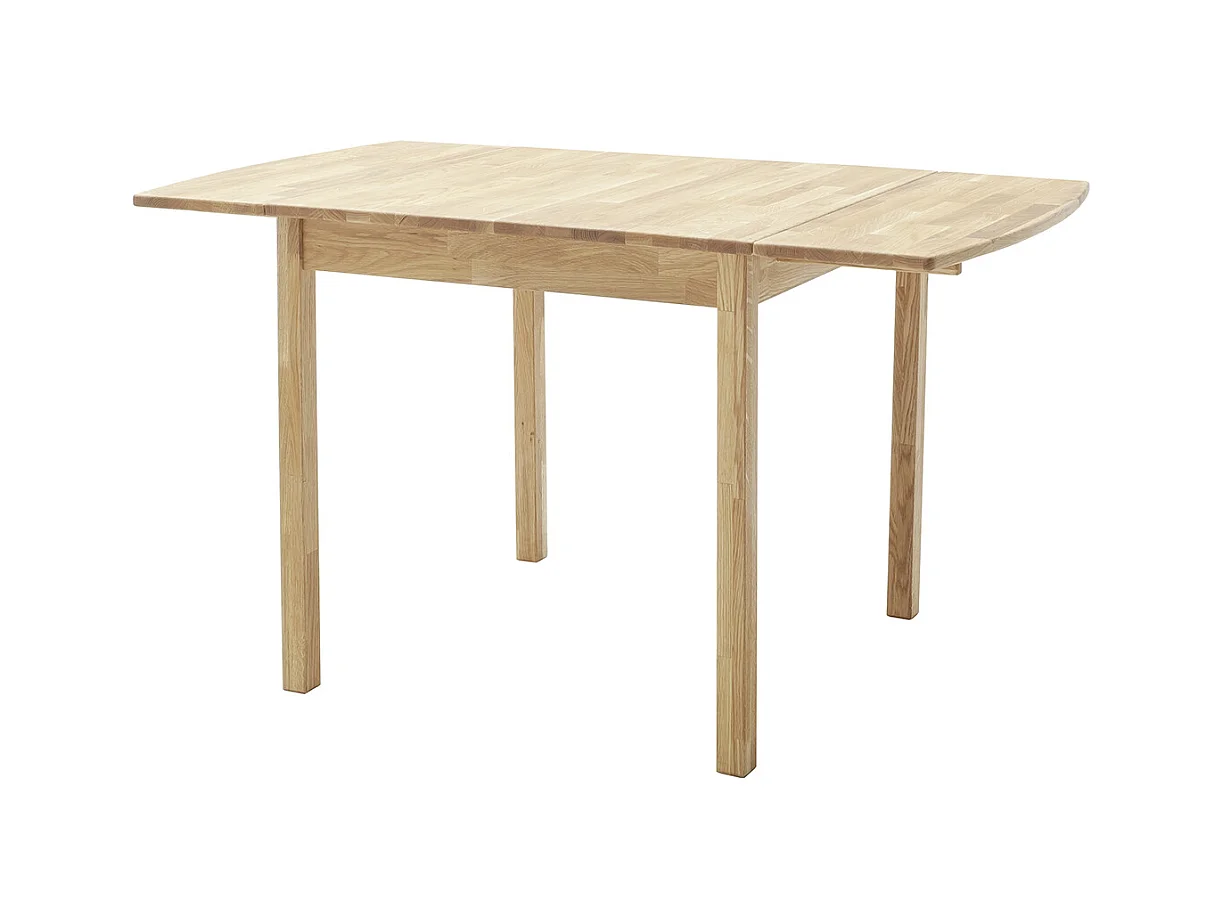 Table de salle à manger extensible en bois hêtre massif huilé coloris chêne sauvage - longueur 80-140 x hauteur 76 x profondeur 80 cm