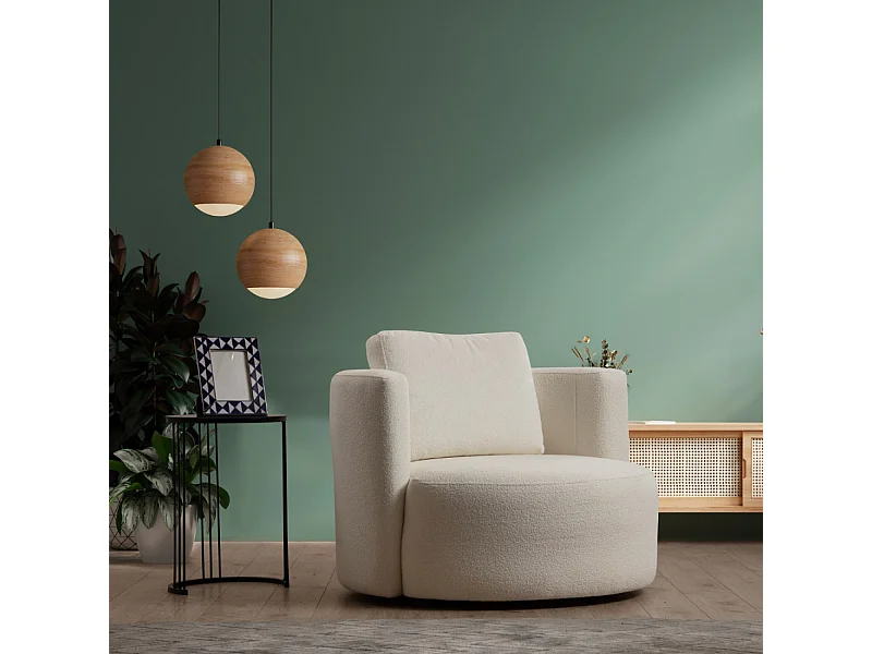 Fauteuil bouclettes couleur crème OLSEN