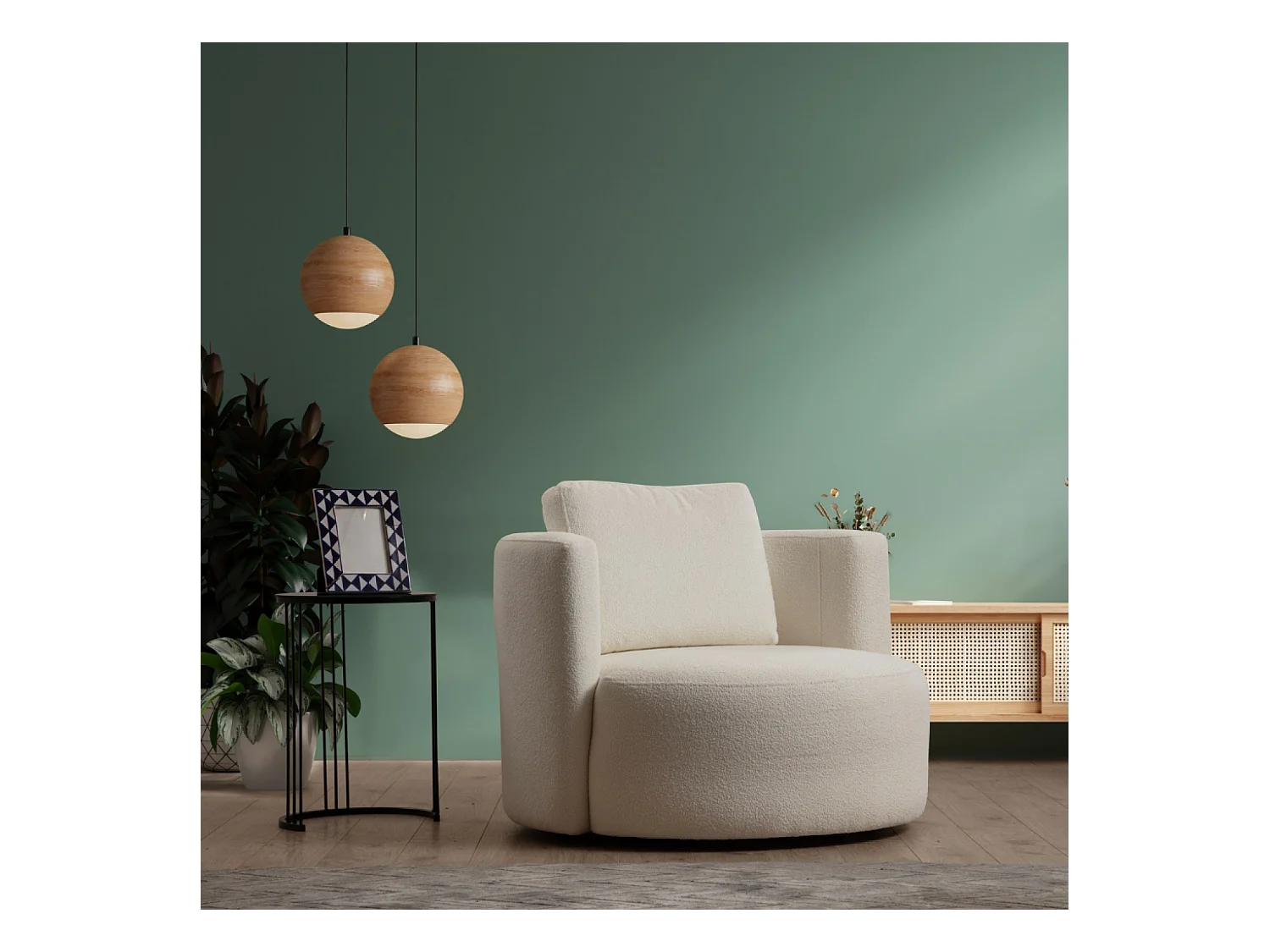 Fauteuil bouclettes couleur crème OLSEN