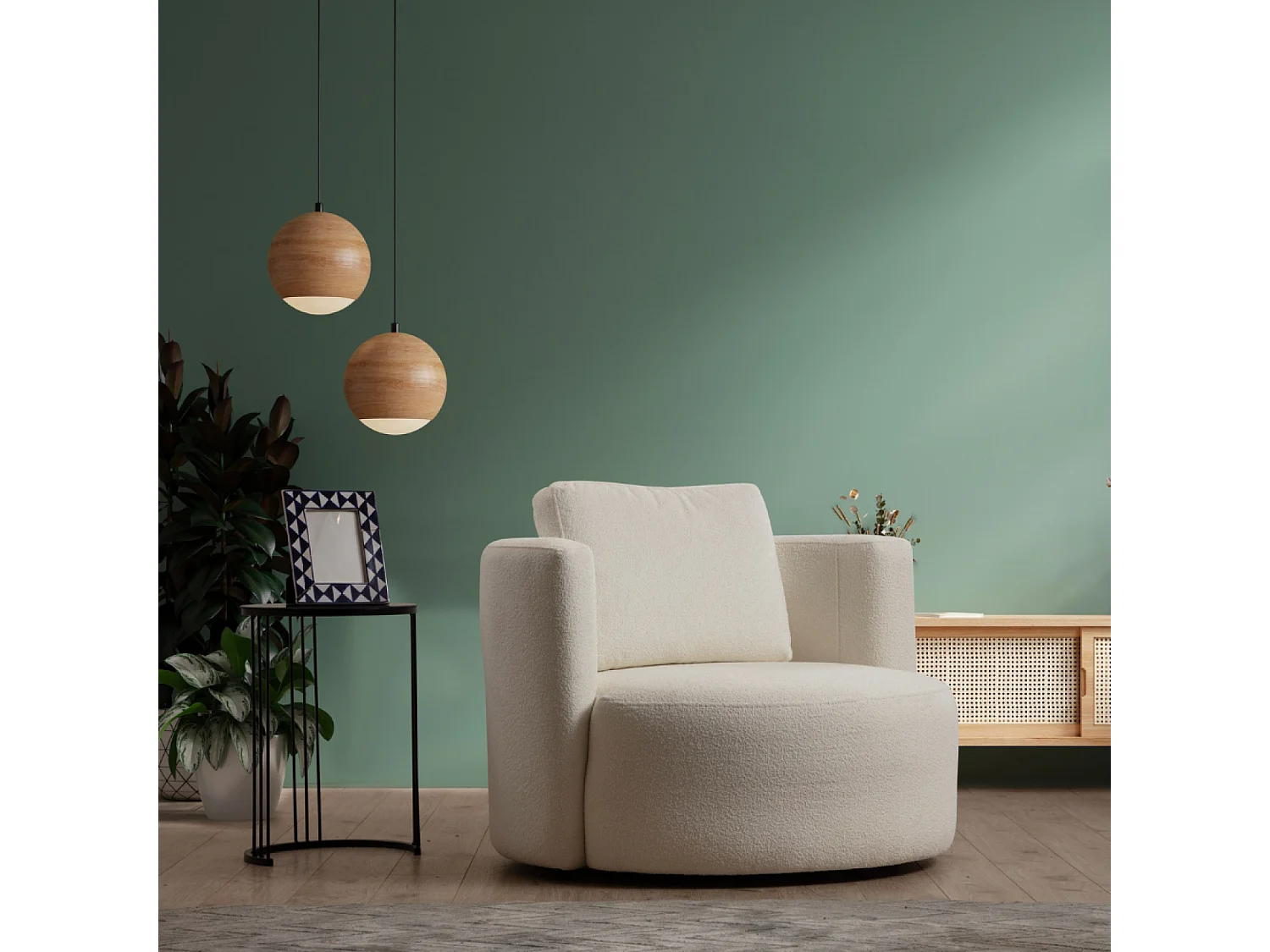 Fauteuil bouclettes couleur crème OLSEN