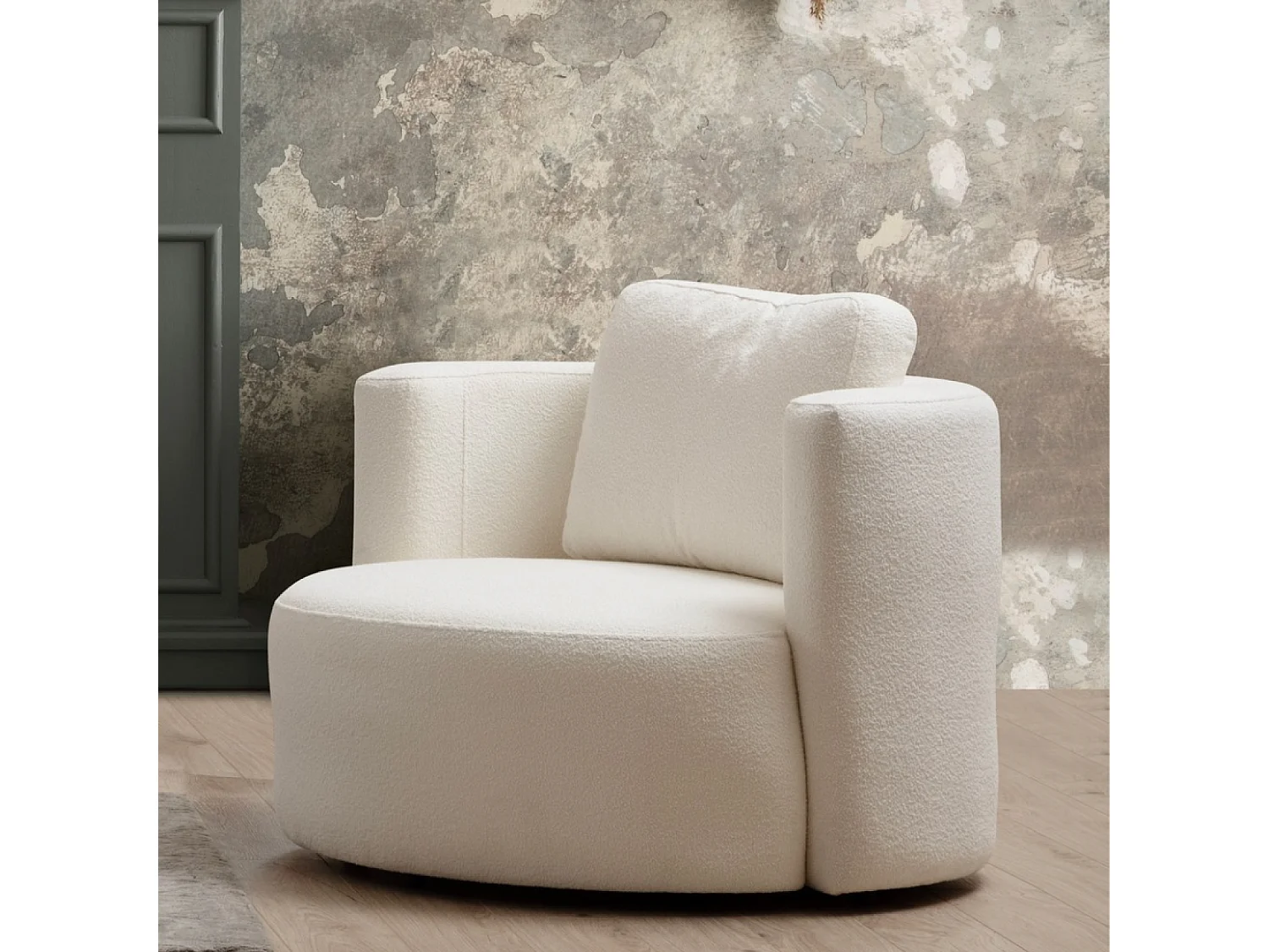Fauteuil bouclettes couleur crème OLSEN