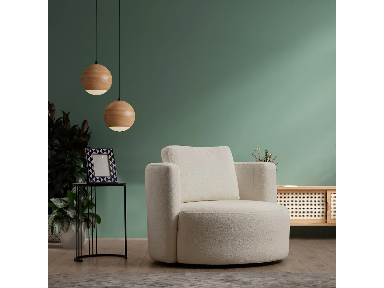 Fauteuil bouclettes couleur crème OLSEN