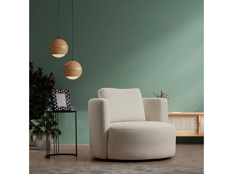 Fauteuil bouclettes couleur crème OLSEN