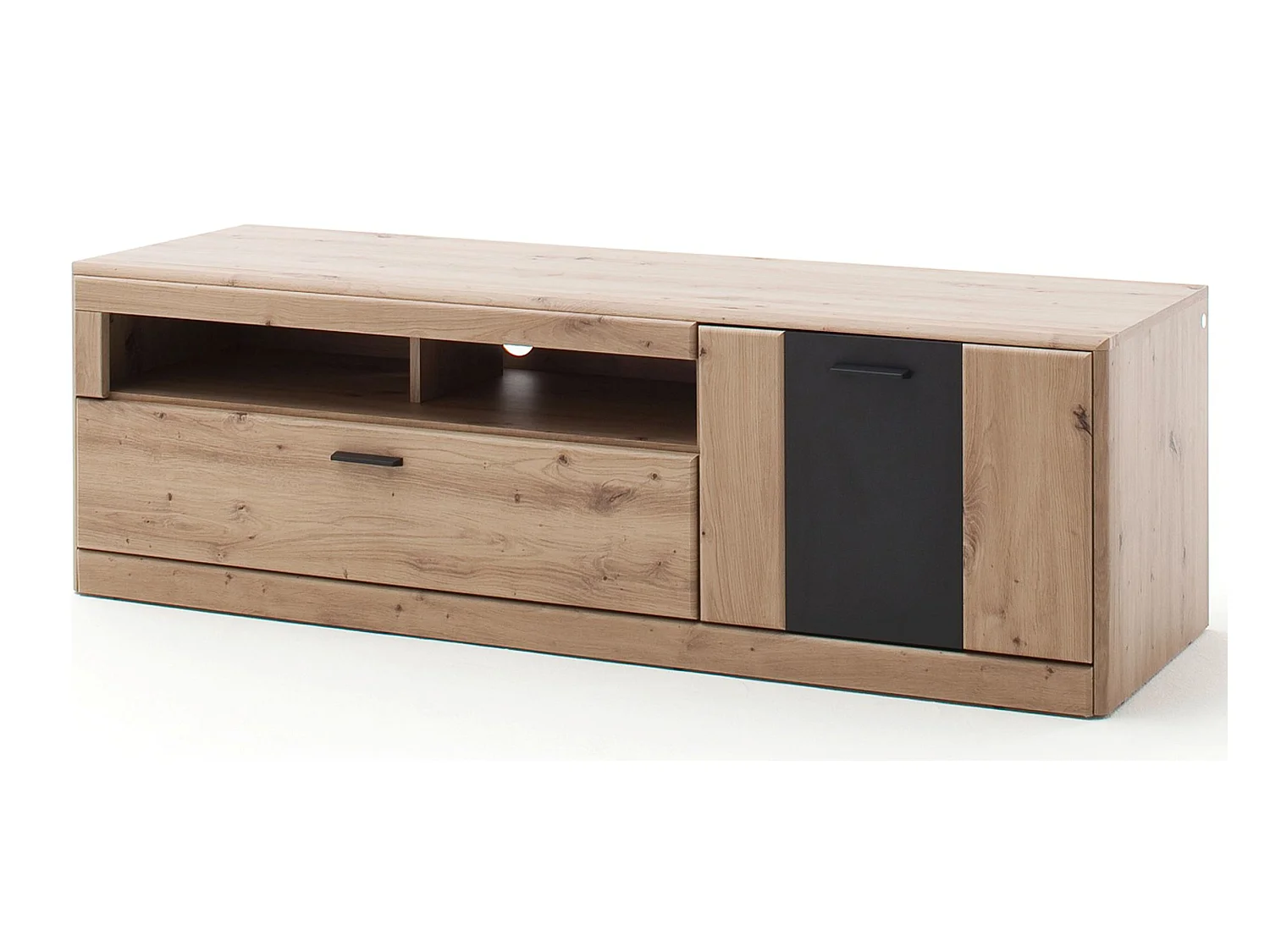 Meuble TV coloris chêne - Longueur 159 x Hauteur 50 x Profondeur 51 cm