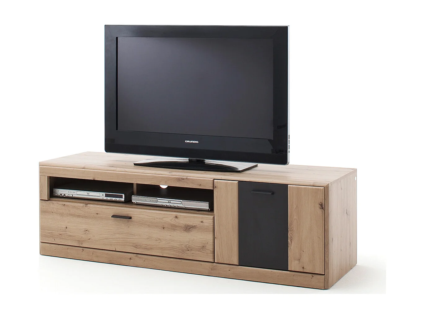 Meuble TV coloris chêne - Longueur 159 x Hauteur 50 x Profondeur 51 cm