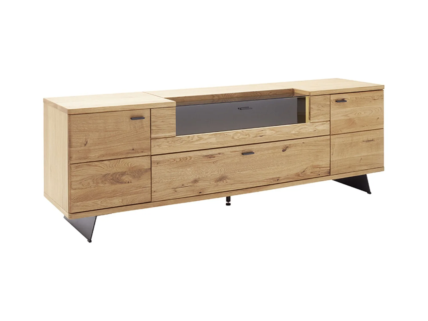 Meuble TV en bois coloris chêne sauvage - Longueur 210 x Hauteur 70 x Profondeur 50 cm