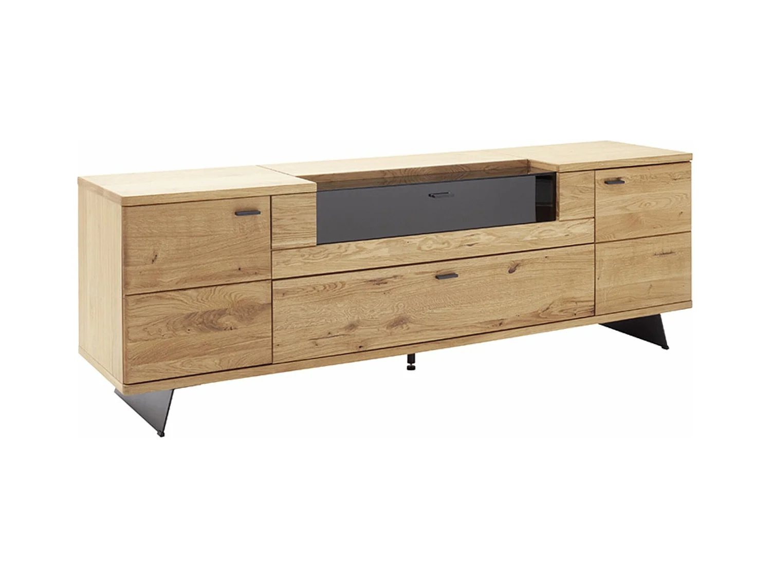 Meuble TV en bois coloris chêne sauvage - Longueur 210 x Hauteur 70 x Profondeur 50 cm