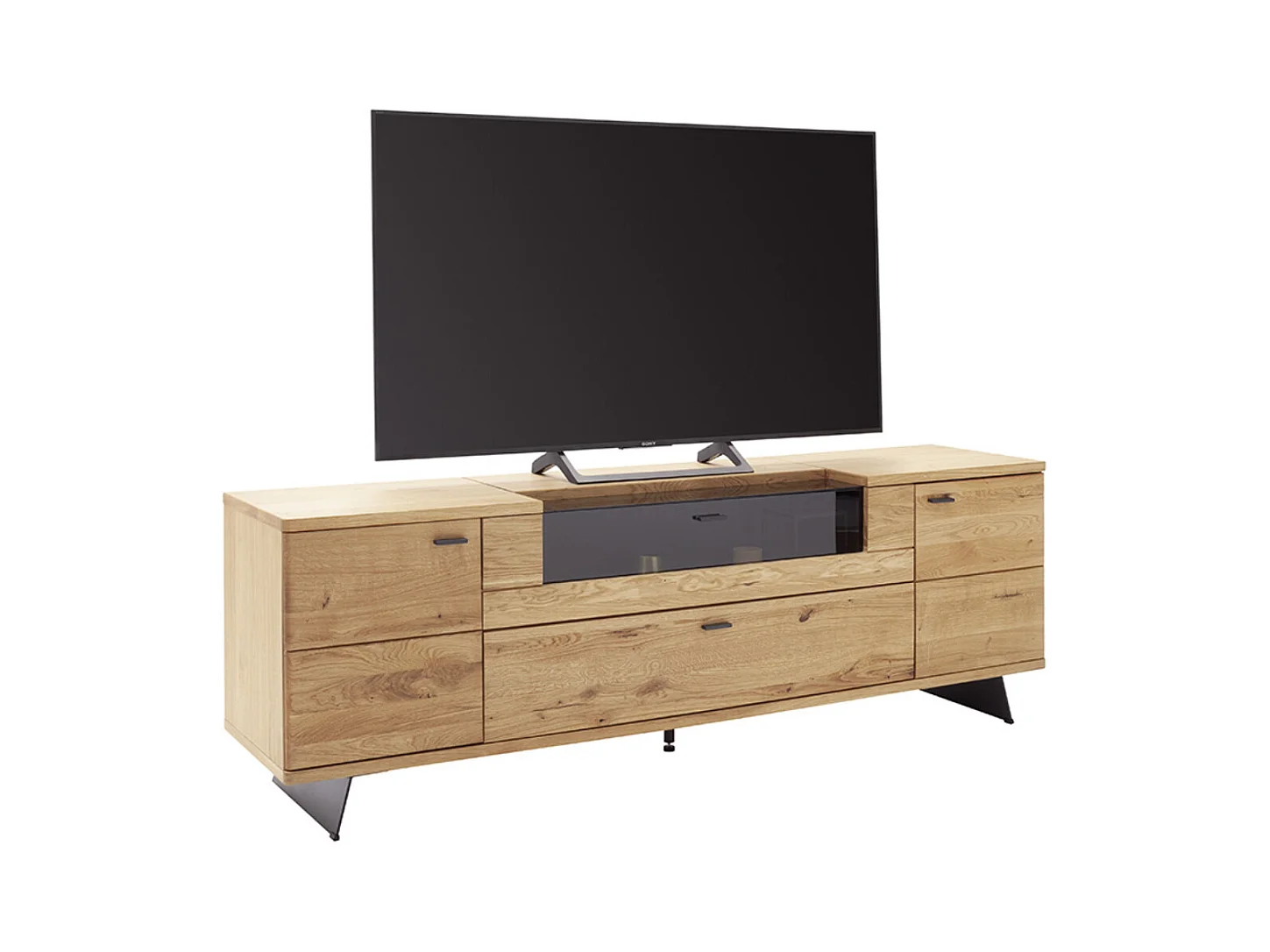 Meuble TV en bois coloris chêne sauvage - Longueur 210 x Hauteur 70 x Profondeur 50 cm