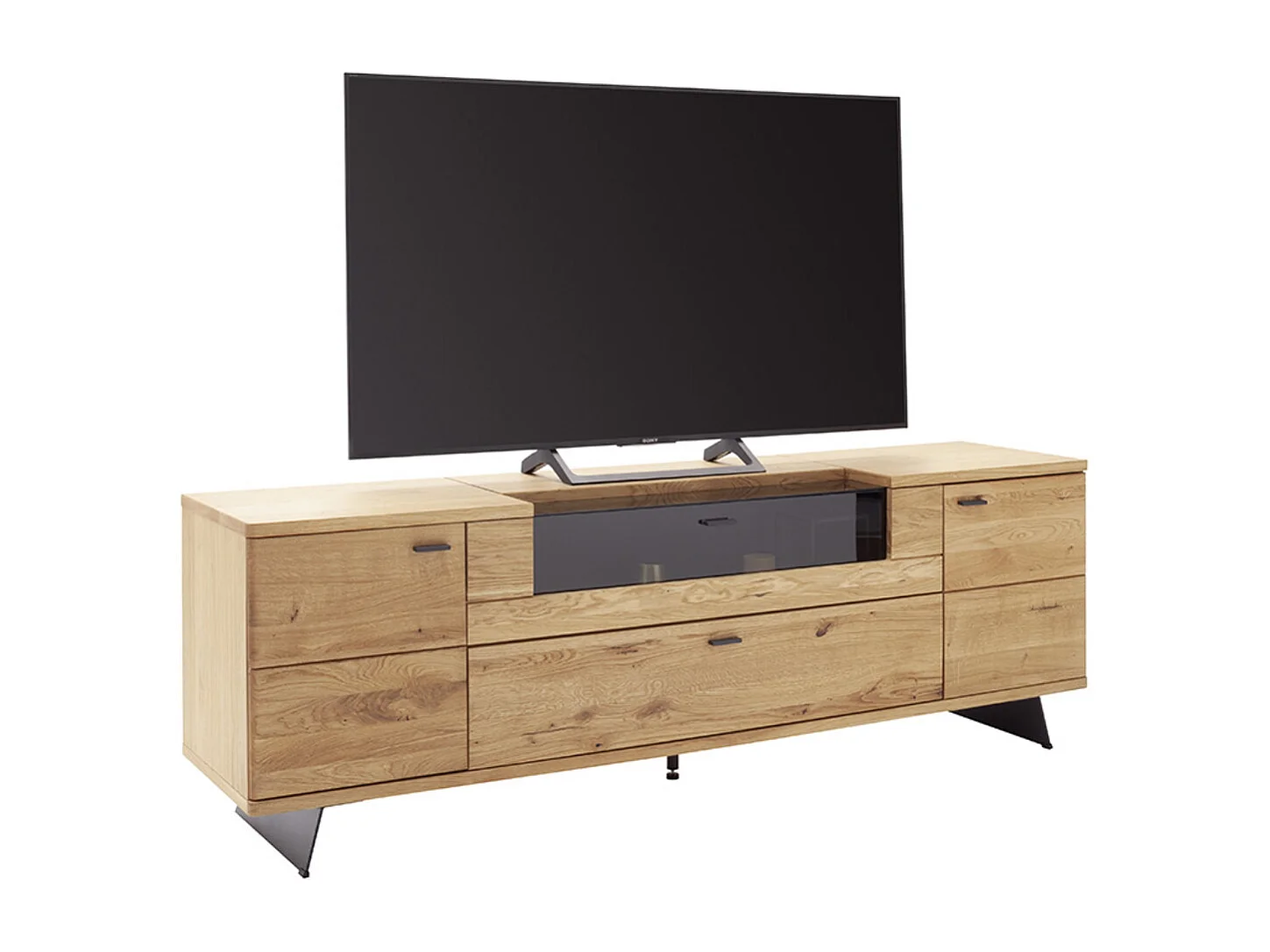 Meuble TV en bois coloris chêne sauvage - Longueur 210 x Hauteur 70 x Profondeur 50 cm