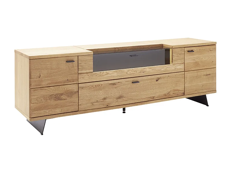 Meuble TV en bois coloris chêne sauvage - Longueur 210 x Hauteur 70 x Profondeur 50 cm