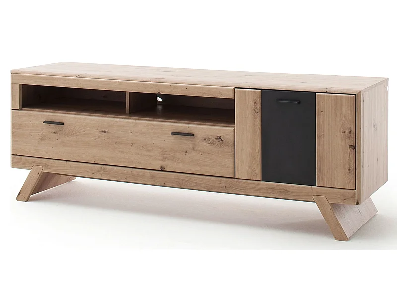 Meuble TV coloris chêne - Longueur 179 x Hauteur 65 x Profondeur 51 cm