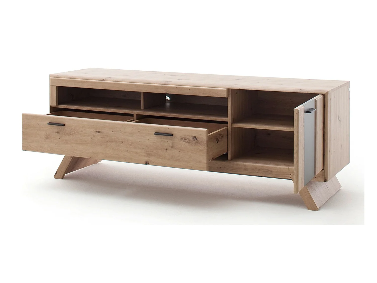 Meuble TV coloris chêne - Longueur 179 x Hauteur 65 x Profondeur 51 cm