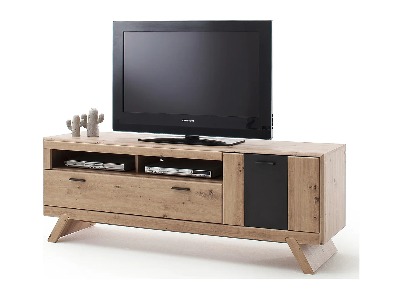 Meuble TV coloris chêne - Longueur 179 x Hauteur 65 x Profondeur 51 cm
