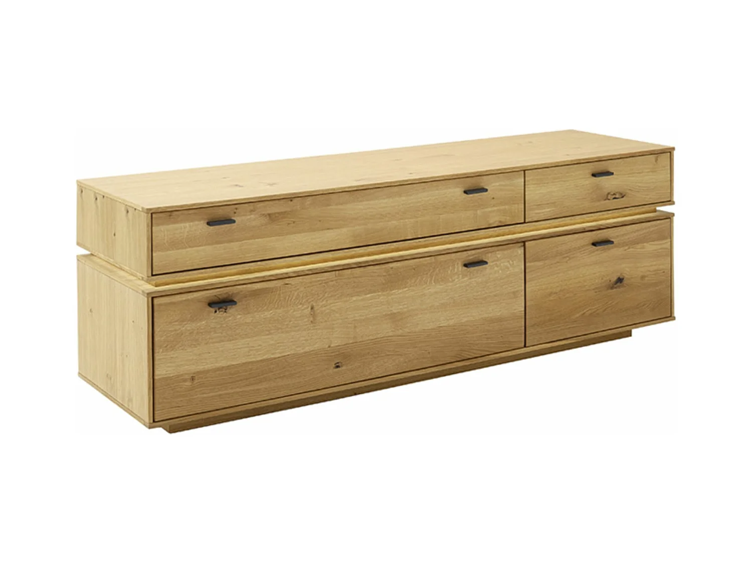 Meuble TV en bois de chêne sauvage huilé- Longueur 183 x Hauteur 62 x Profondeur 51 cm