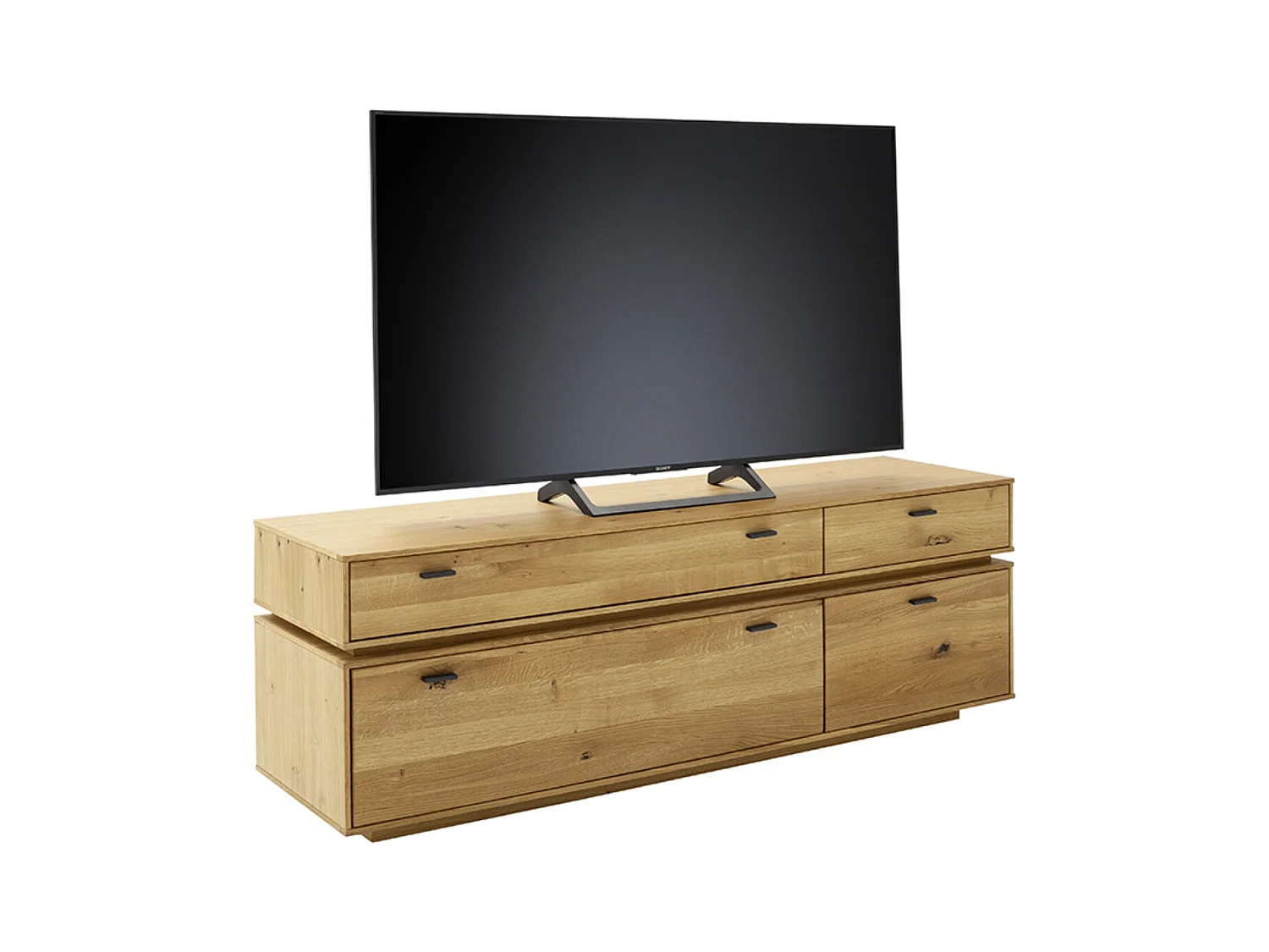 Meuble TV en bois de chêne sauvage huilé- Longueur 183 x Hauteur 62 x Profondeur 51 cm