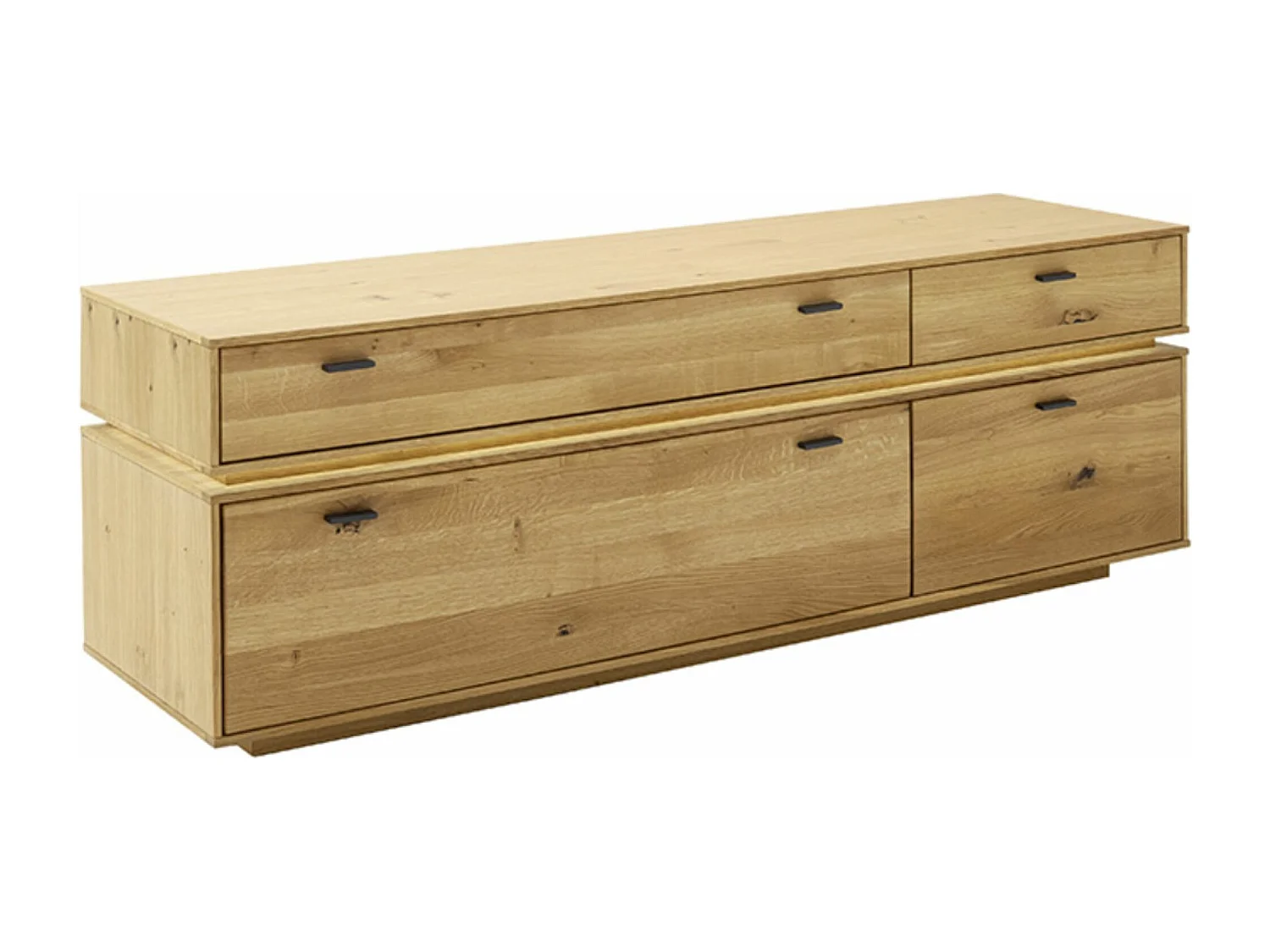 Meuble TV en bois de chêne sauvage huilé- Longueur 183 x Hauteur 62 x Profondeur 51 cm