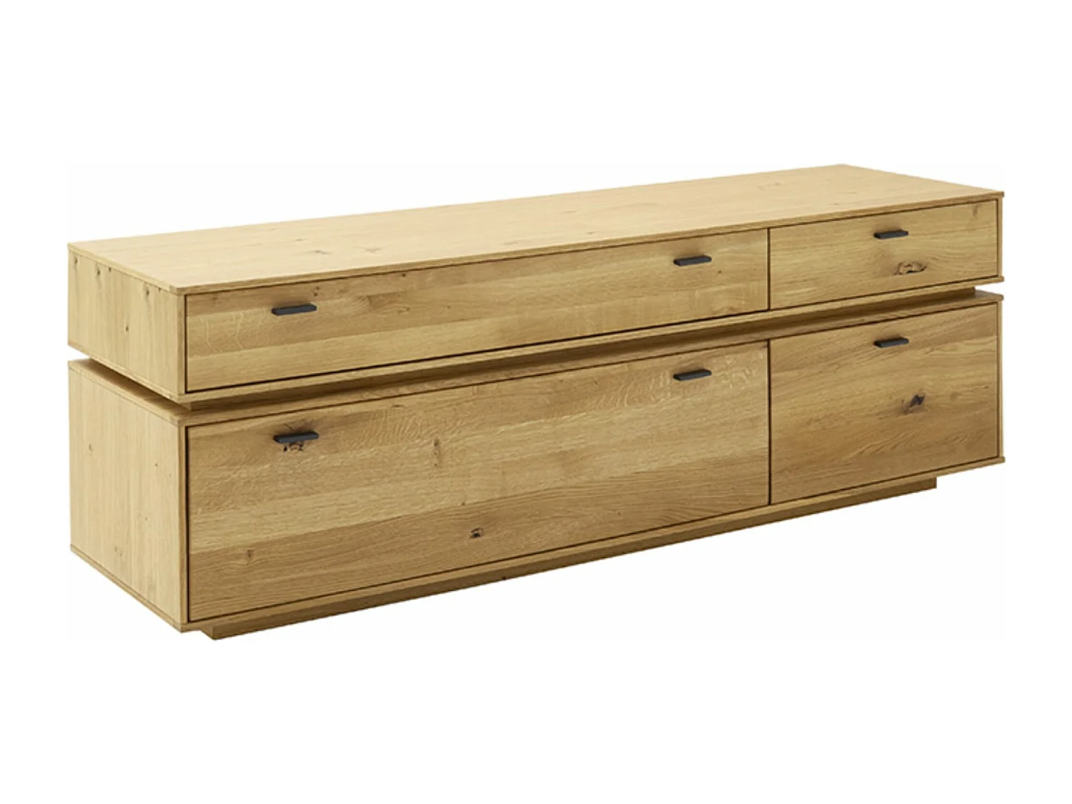 Meuble TV en bois de chêne sauvage huilé- Longueur 183 x Hauteur 62 x Profondeur 51 cm