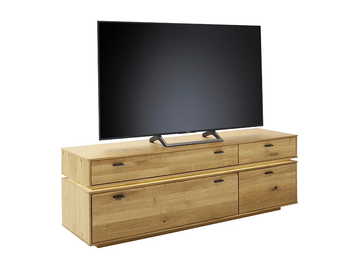 Meuble TV en bois de chêne sauvage huilé- Longueur 183 x Hauteur 62 x Profondeur 51 cm