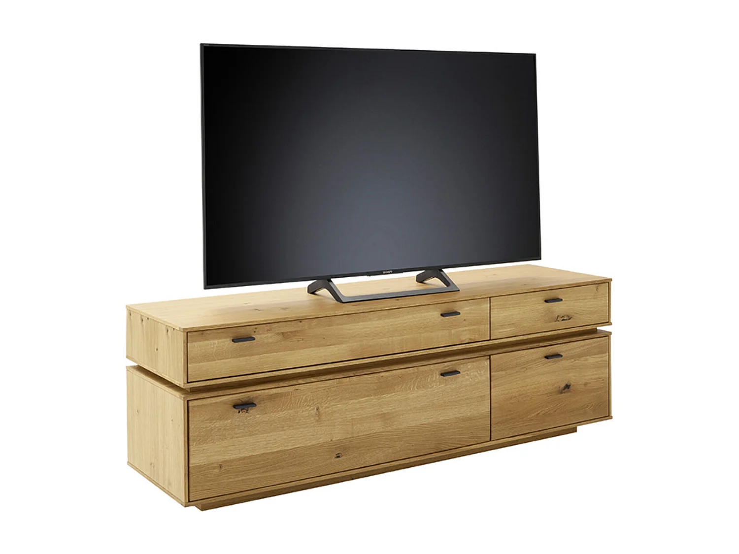 Meuble TV en bois de chêne sauvage huilé- Longueur 183 x Hauteur 62 x Profondeur 51 cm